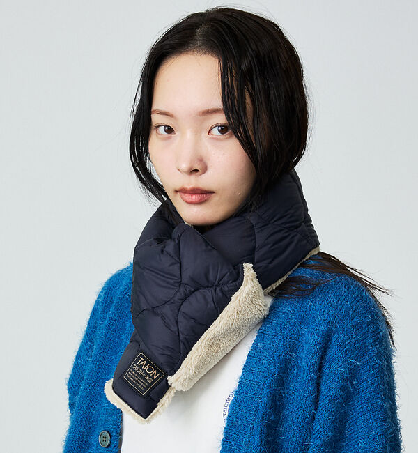 ABAHOUSE「【WEB限定】TAION/タイオン リバーシブル ダウンマフラー-ソフトシェルR」|マフラー|ブルー系その他1