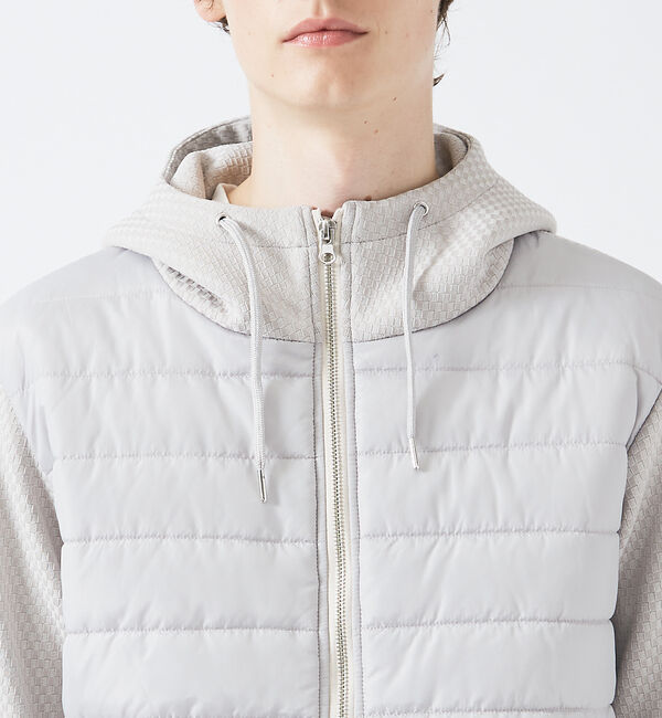 ABAHOUSE「【MASCHILE】セットアップ対応/チェック リンクス ニット フードブルゾン」|ブルゾン・スタジャン|