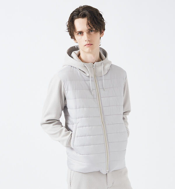 ABAHOUSE「【MASCHILE】セットアップ対応/チェック リンクス ニット フードブルゾン」|ブルゾン・スタジャン|