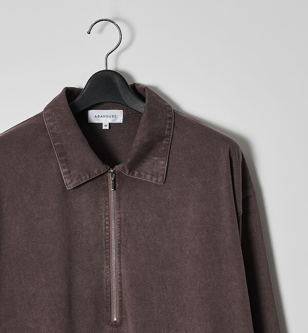 ABAHOUSE「【ウォッシュ加工】ロング ハーフジップ プルオーバー / ロンT」|Tシャツ・カットソー|ボルドー