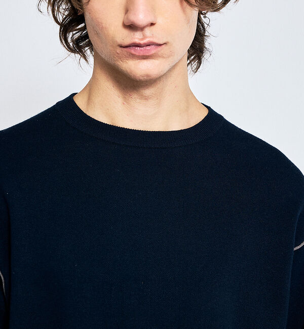 ABAHOUSE「【リバーシブルカラー】14Gコットン ニットスウェット / クルーネックプルオー」|ニット・セーター|