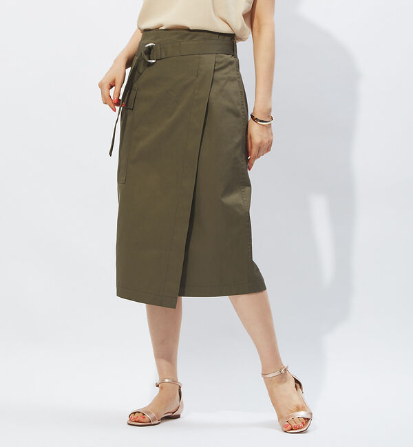 Rouge vif「ポケット付ラップスカート」|スカート|カーキ