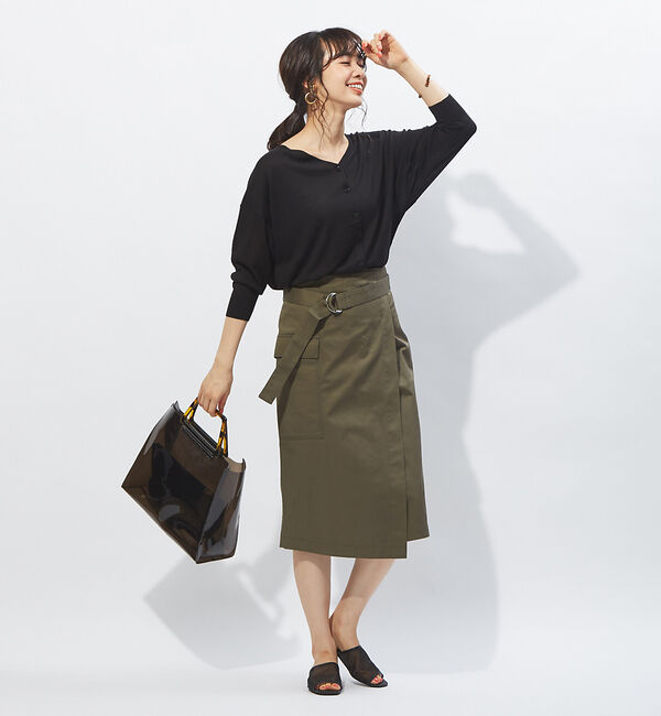 Rouge vif「ポケット付ラップスカート」|スカート|