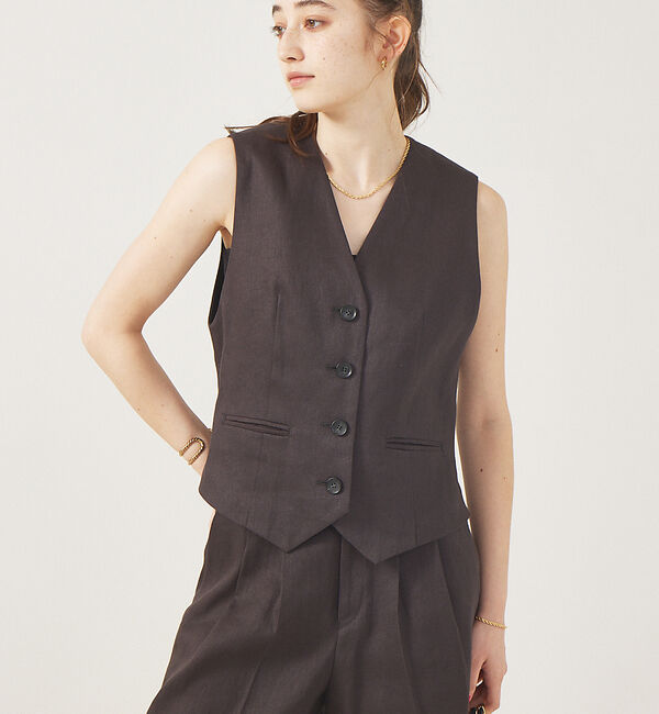 Rouge vif「【セットアップ対応】セットアップテーラードベスト」|ベスト・ジレ|チャコールグレー