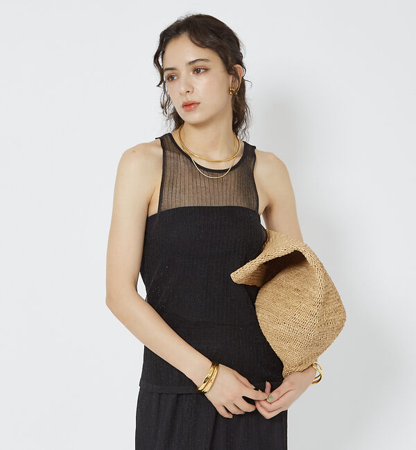 Rouge vif「針抜きシアーメタリックアメスリニット」|キャミソール|