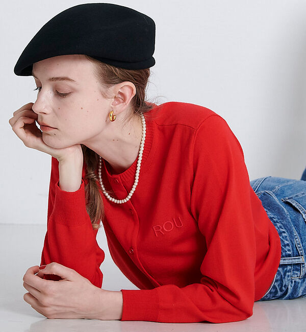 Rouge vif「ロゴ刺繍カーディガン」|カーディガン|レッド