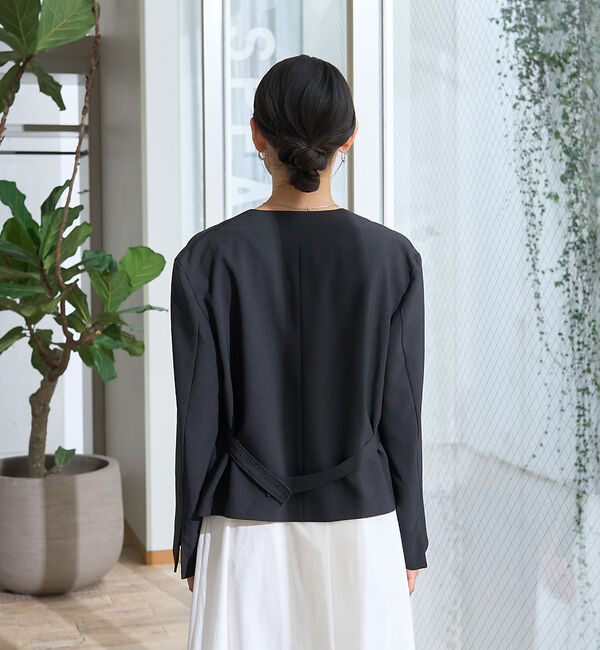 Rouge vif「【セットアップ対応】ベルトノーカラーライトジャケット」|ノーカラージャケット|