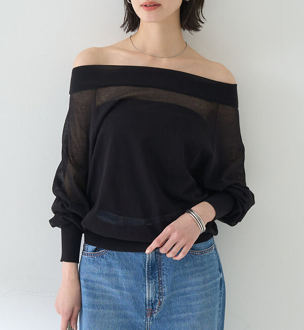 Rouge vif「オフショルシアーニットプルオーバー」|ニット・セーター|ブラック