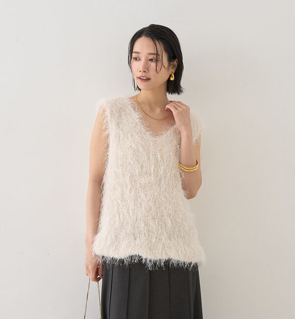 Rouge vif「コンビフェザーニットベスト」|ニット・セーター|