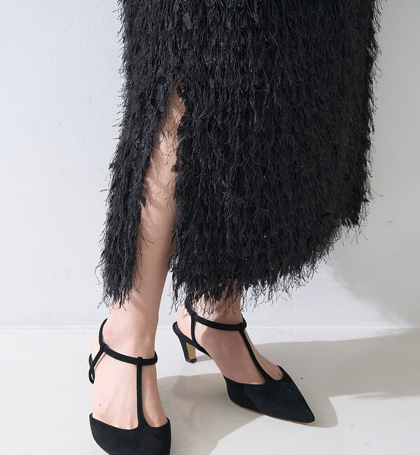 Rouge vif「フリンジフェザーサイドスリットスカート」|スカート|