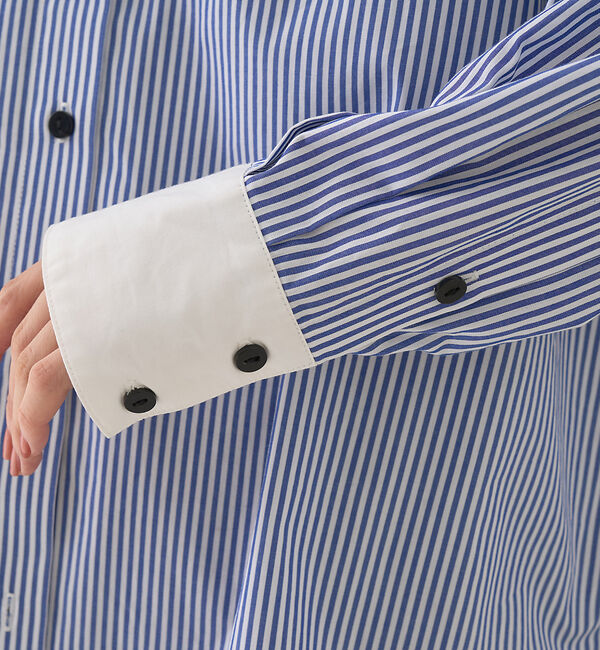 Rouge vif「コットンストライプクレリックシャツ」|シャツ・ブラウス|