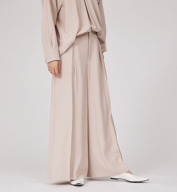 qualite「【セットアップ対応】アセテートジョーゼットタックパンツ」|その他|