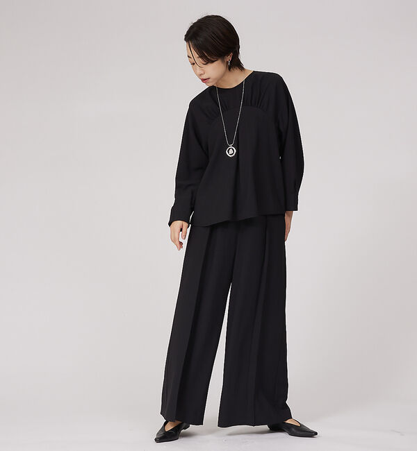 qualite「【セットアップ対応】アセテートジョーゼットタックパンツ」|その他|