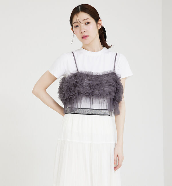 SELFIST「チュールフリルキャミビスチェ」|その他|チャコールグレー