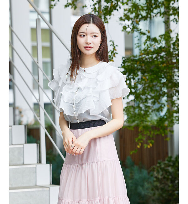 SELFIST「ラッフルフリルパールボタンブラウス」|シャツ・ブラウス|