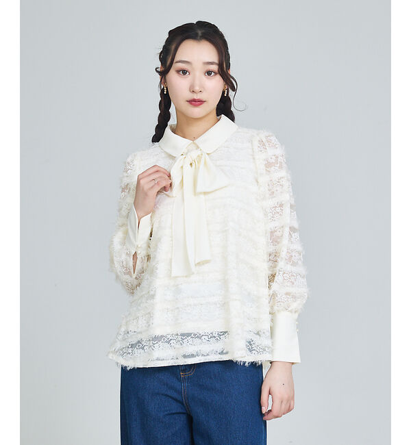 SELFIST「マルチWAYリボン付き フリンジレースブラウス」|シャツ・ブラウス|