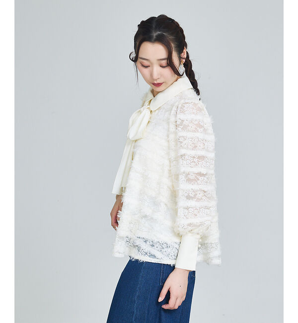 SELFIST「マルチWAYリボン付き フリンジレースブラウス」|シャツ・ブラウス|