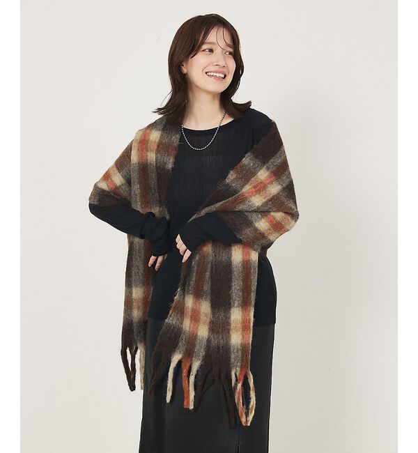 abahouse mavie「ウール混チェックストール」|マフラー|ブラウン系その他1