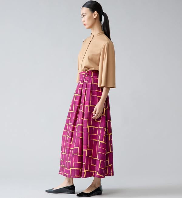 TIARA「ブラッシュマークプリントアシンメトリータックスカート」|スカート|