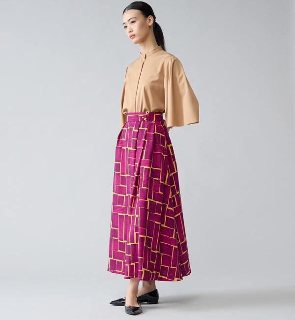 TIARA「ブラッシュマークプリントアシンメトリータックスカート」|スカート|