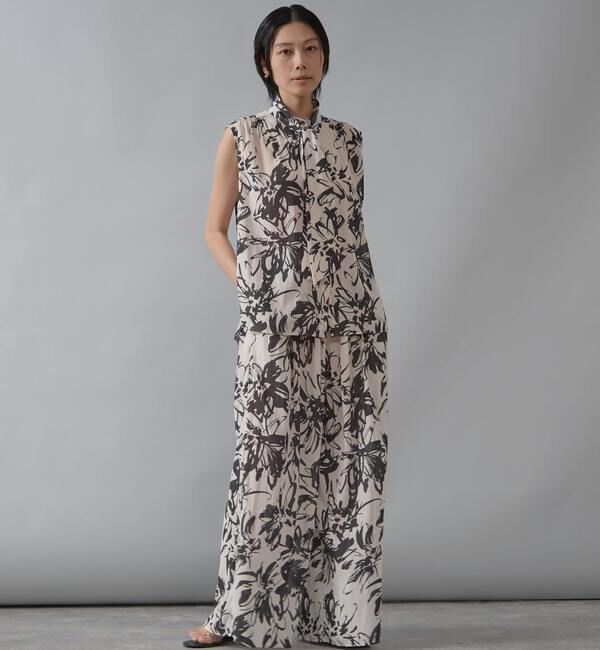 Liesse「フラワープリントギャザーワイドパンツ」|その他|