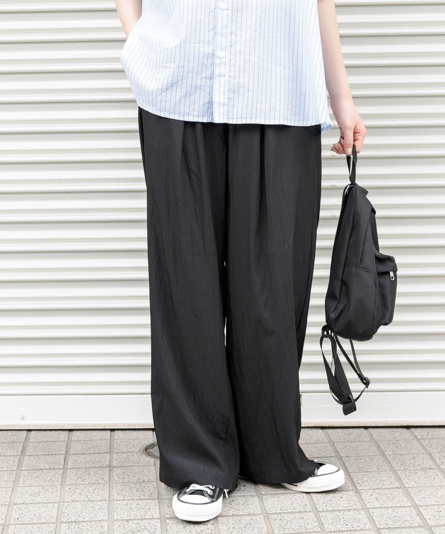 URBAN RESEARCH DOORS「FORK&SPOON　レーヨンナイロンイージーパンツ」|その他|ブラック