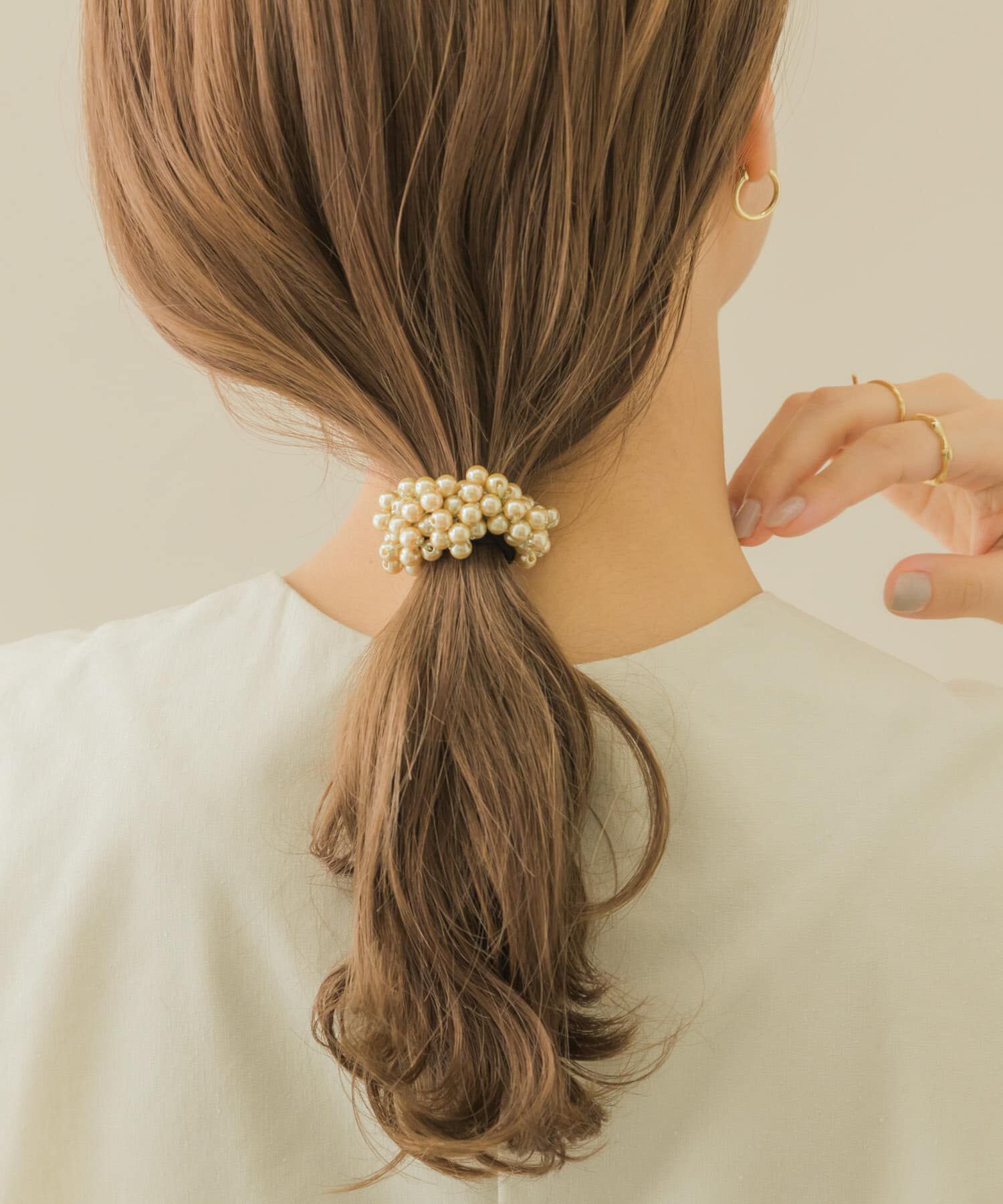 SMELLY「ギャザーパールヘアポニー」|ヘアゴム・シュシュ|