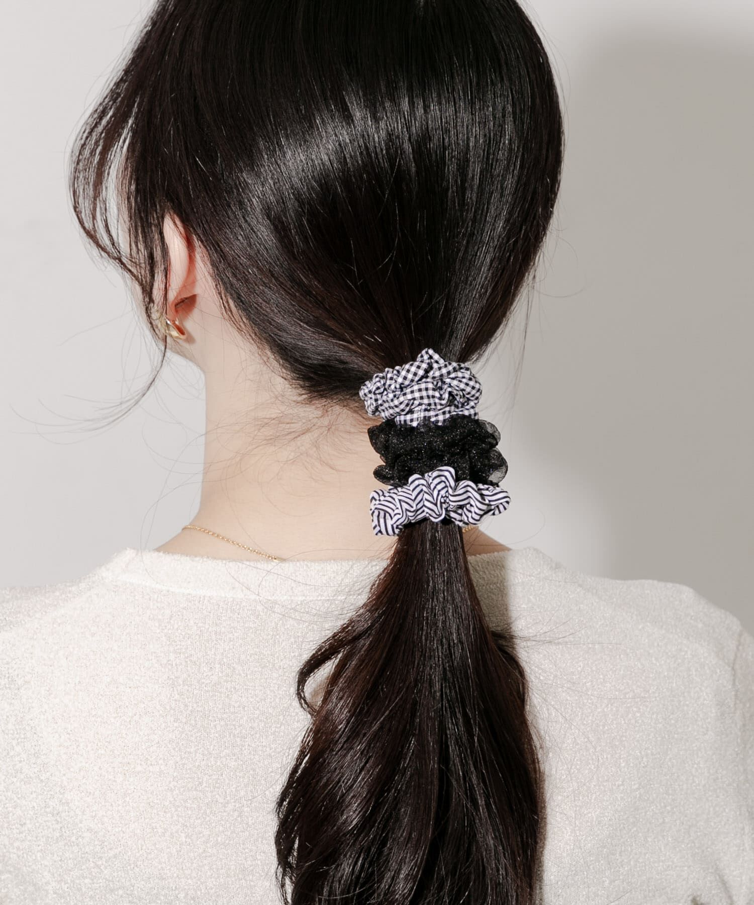 SMELLY「ギンガムチェック3セットヘアゴム」|ヘアゴム・シュシュ|ブラック