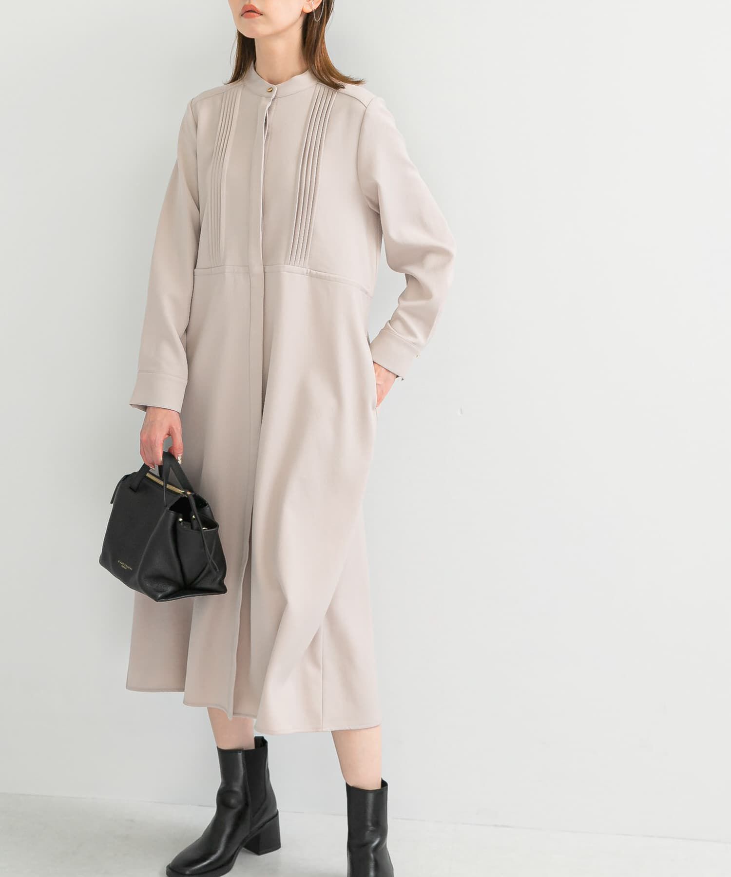 URBAN RESEARCH ROSSO「ピンタックストレートワンピース」|ワンピース|グレー系その他