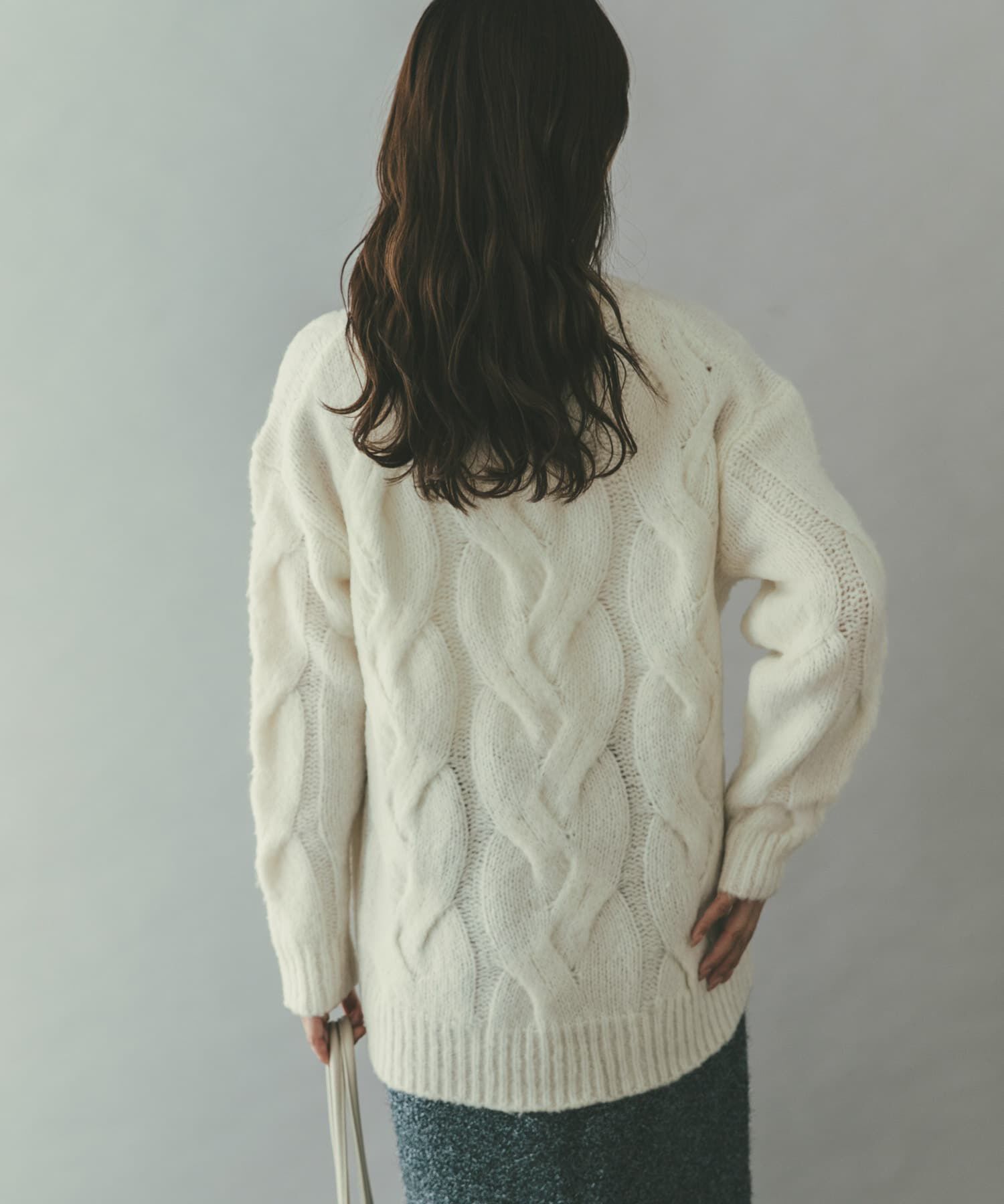 URBAN RESEARCH ROSSO「ウールカシミヤケーブル編オーバーニット」|ニット・セーター|