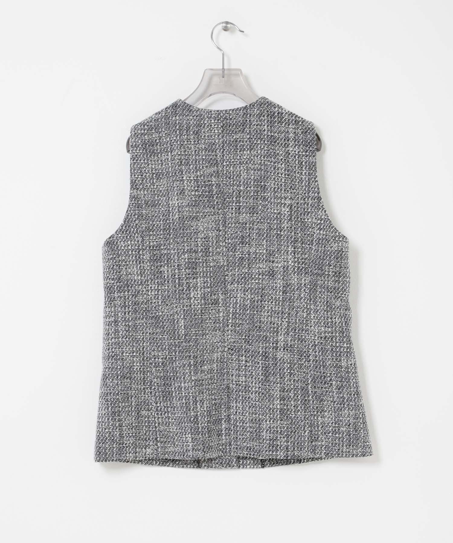 URBAN RESEARCH「ノーカラーツイードジレ」|ノーカラーコート|