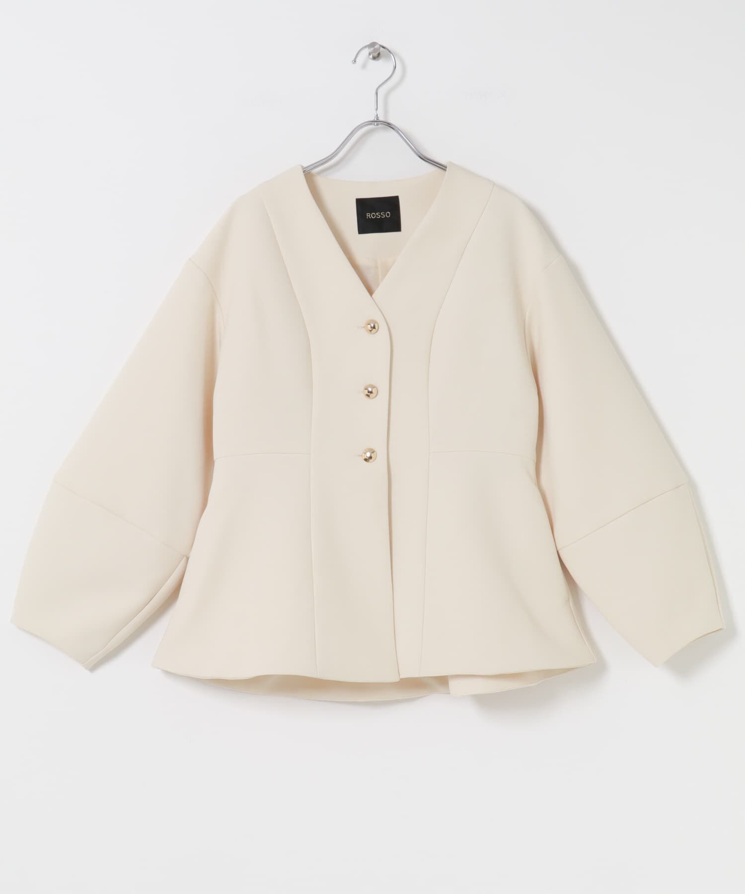 URBAN RESEARCH ROSSO「『WEB限定』デザインボタンペプラムツイルジャケット」|ノーカラージャケット|