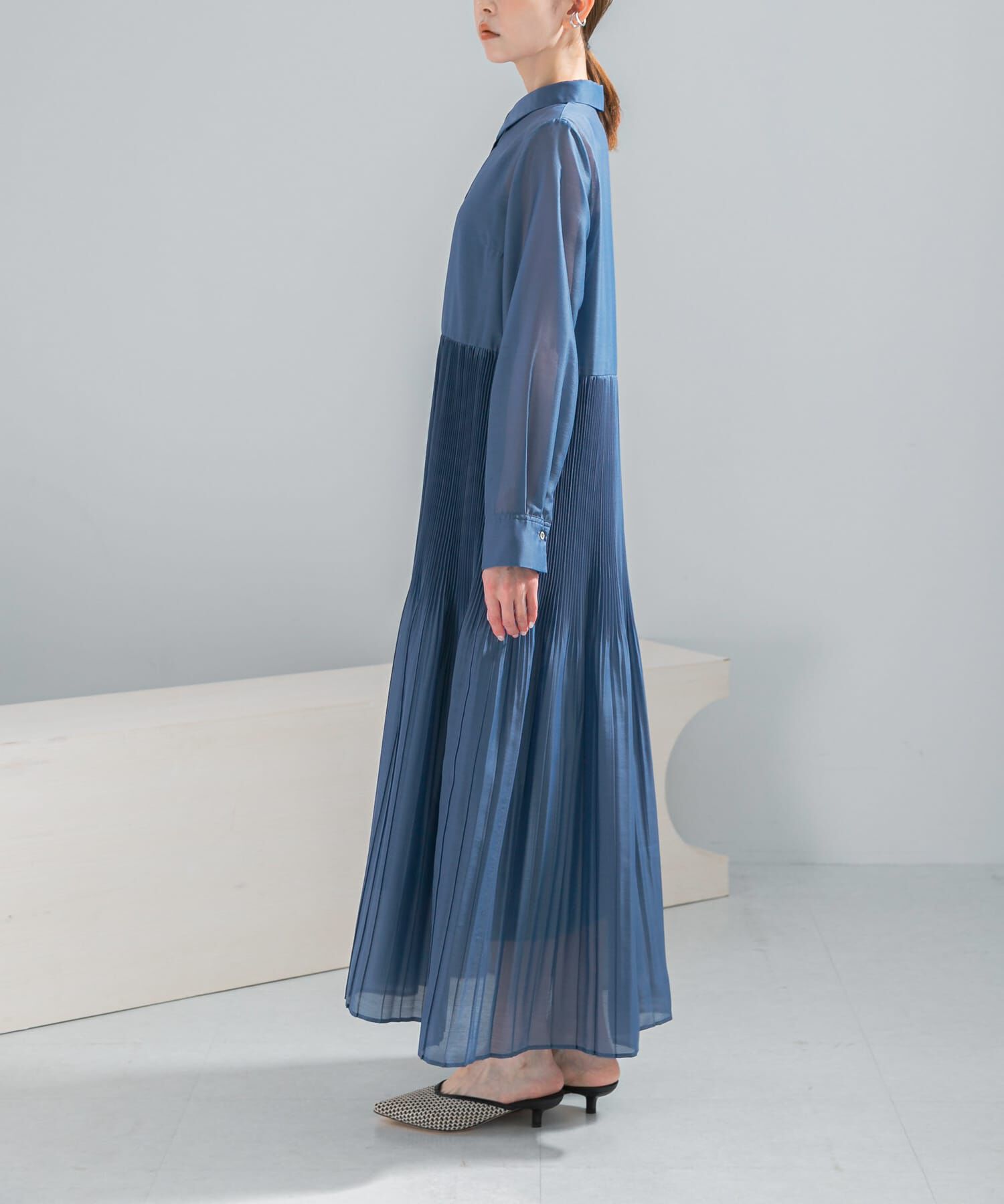 URBAN RESEARCH ROSSO「プリーツロングシャツワンピース」|ワンピース|