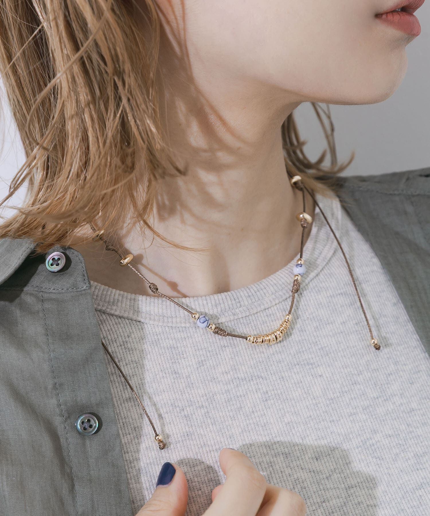 SMELLY「マルチビーズコードチョーカー」|ネックレス|