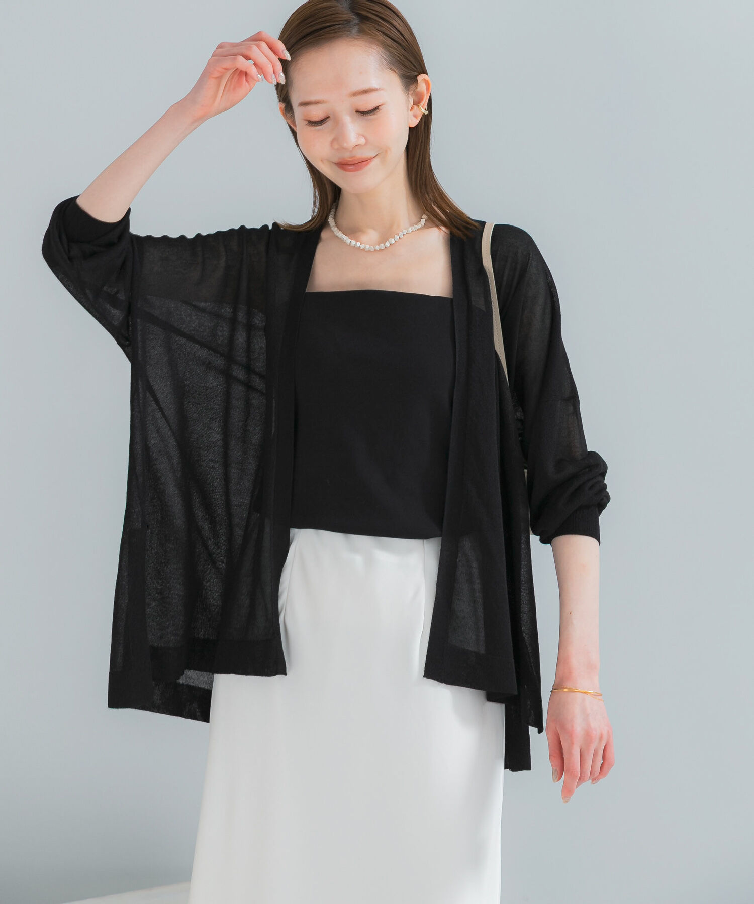 URBAN RESEARCH ROSSO「接触冷感シアーカーディガン」|カーディガン|ブラック