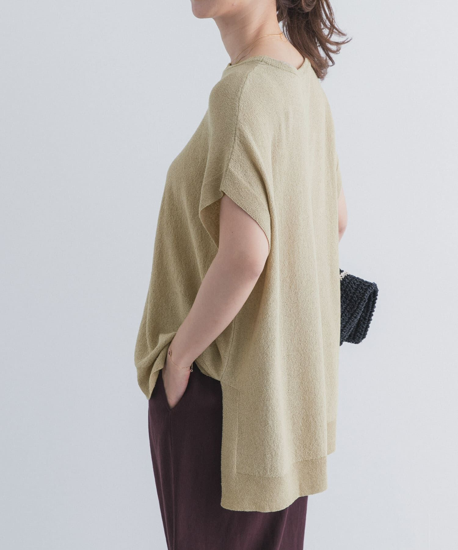 URBAN RESEARCH DOORS「リネン混ブークレニットワイドプルオーバー」|ニット・セーター|