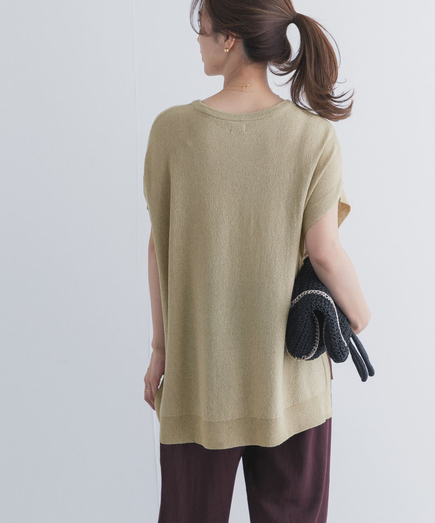 URBAN RESEARCH DOORS「リネン混ブークレニットワイドプルオーバー」|ニット・セーター|