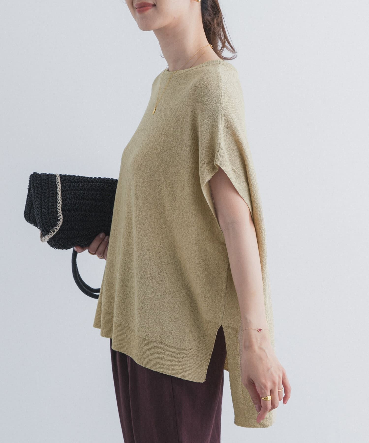 URBAN RESEARCH DOORS「リネン混ブークレニットワイドプルオーバー」|ニット・セーター|