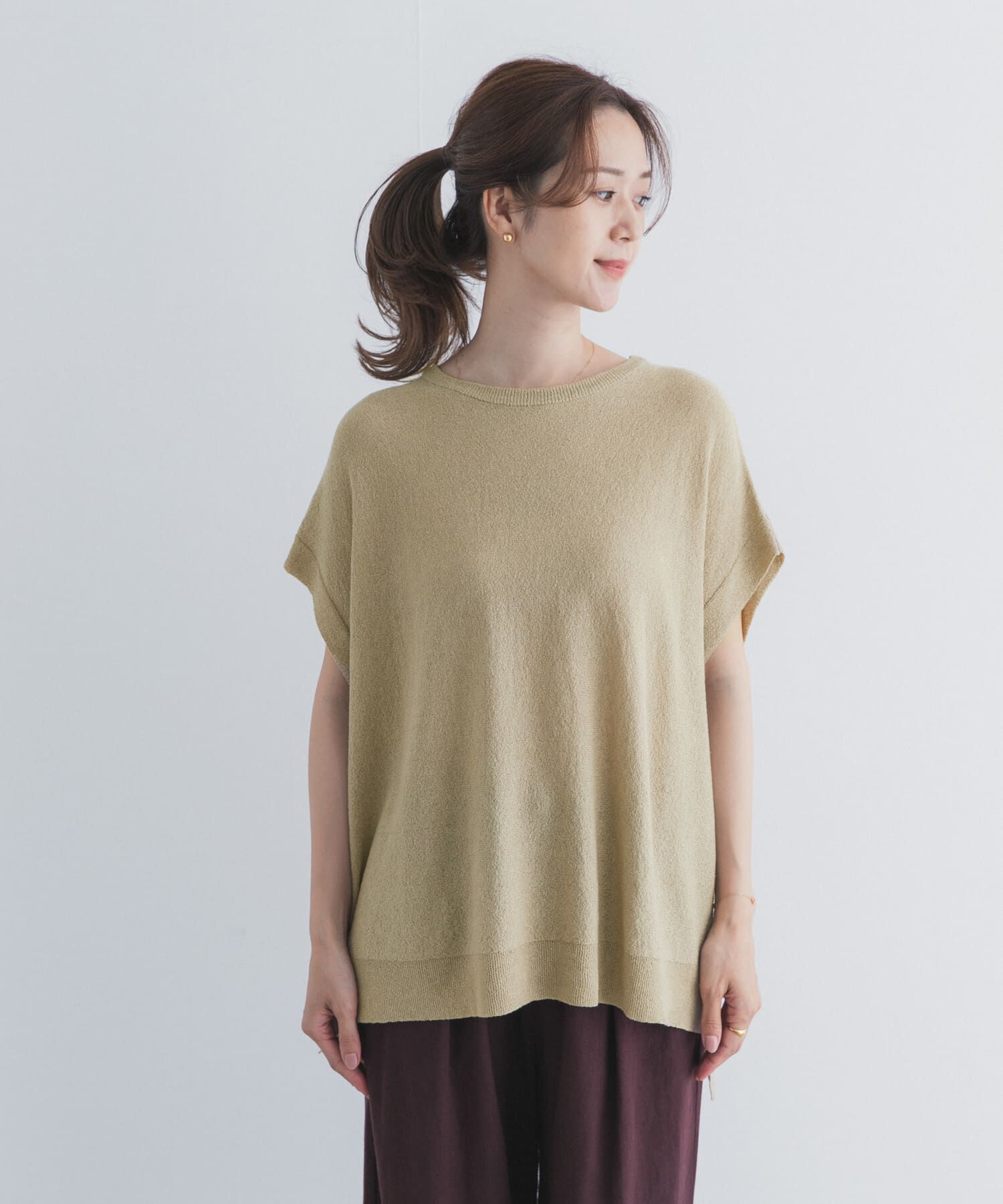 URBAN RESEARCH DOORS「リネン混ブークレニットワイドプルオーバー」|ニット・セーター|