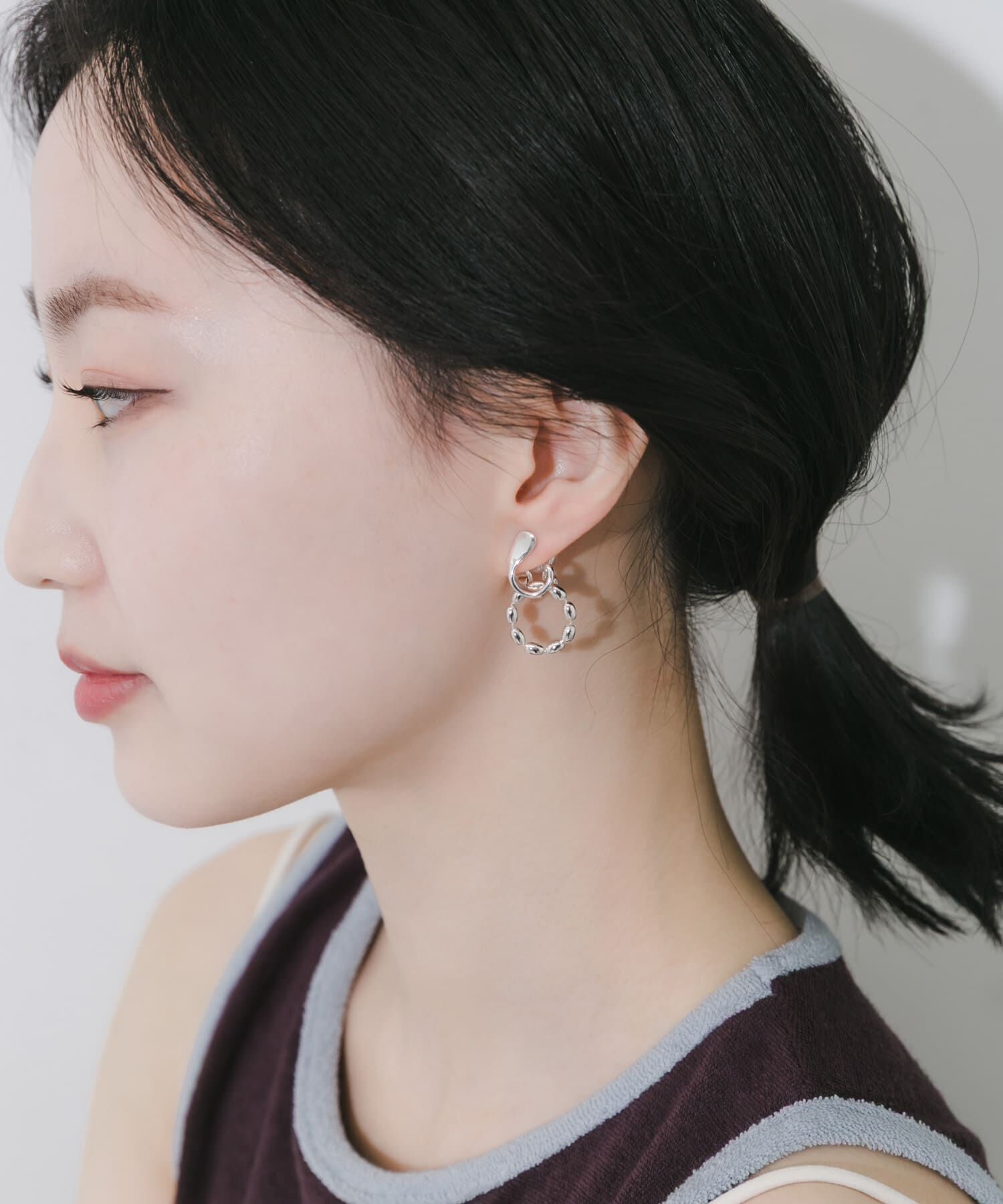 SMELLY「カーブラインラウンドチェーンイヤリング」|イヤリング|