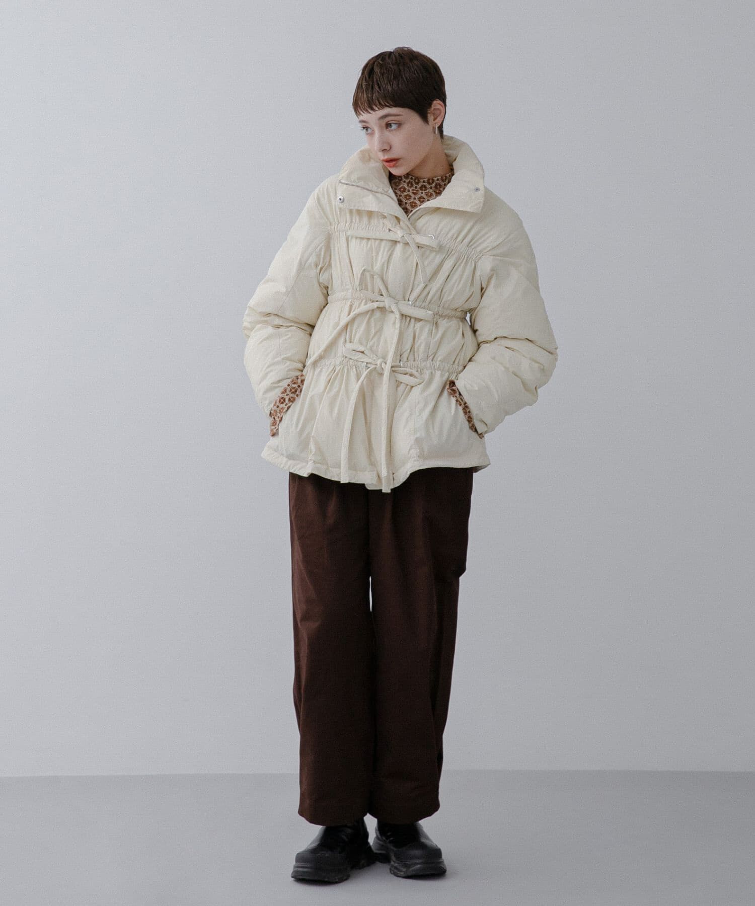  「フロントリボン中綿ジャケット」|ダウン|