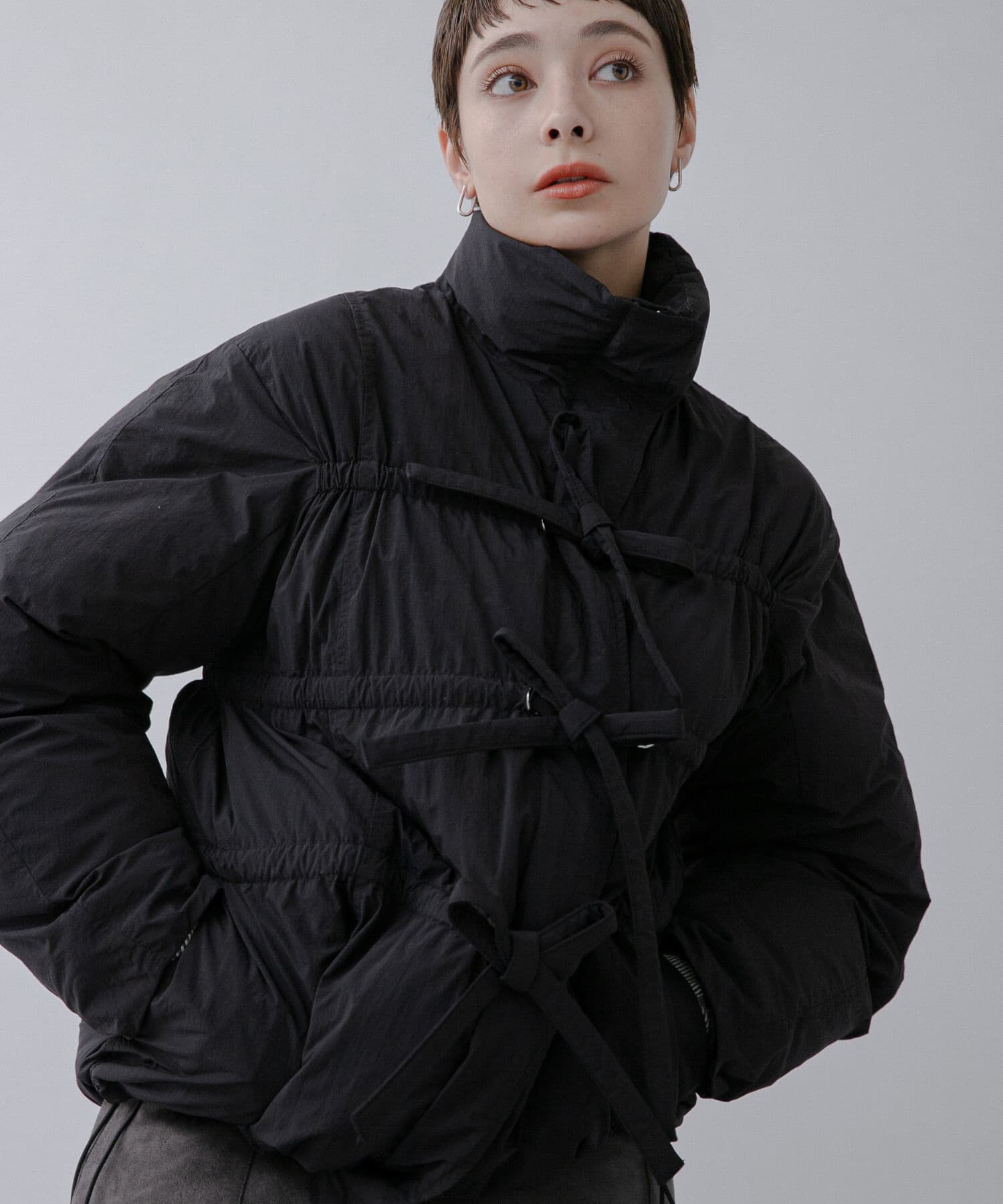  「フロントリボン中綿ジャケット」|ダウン|