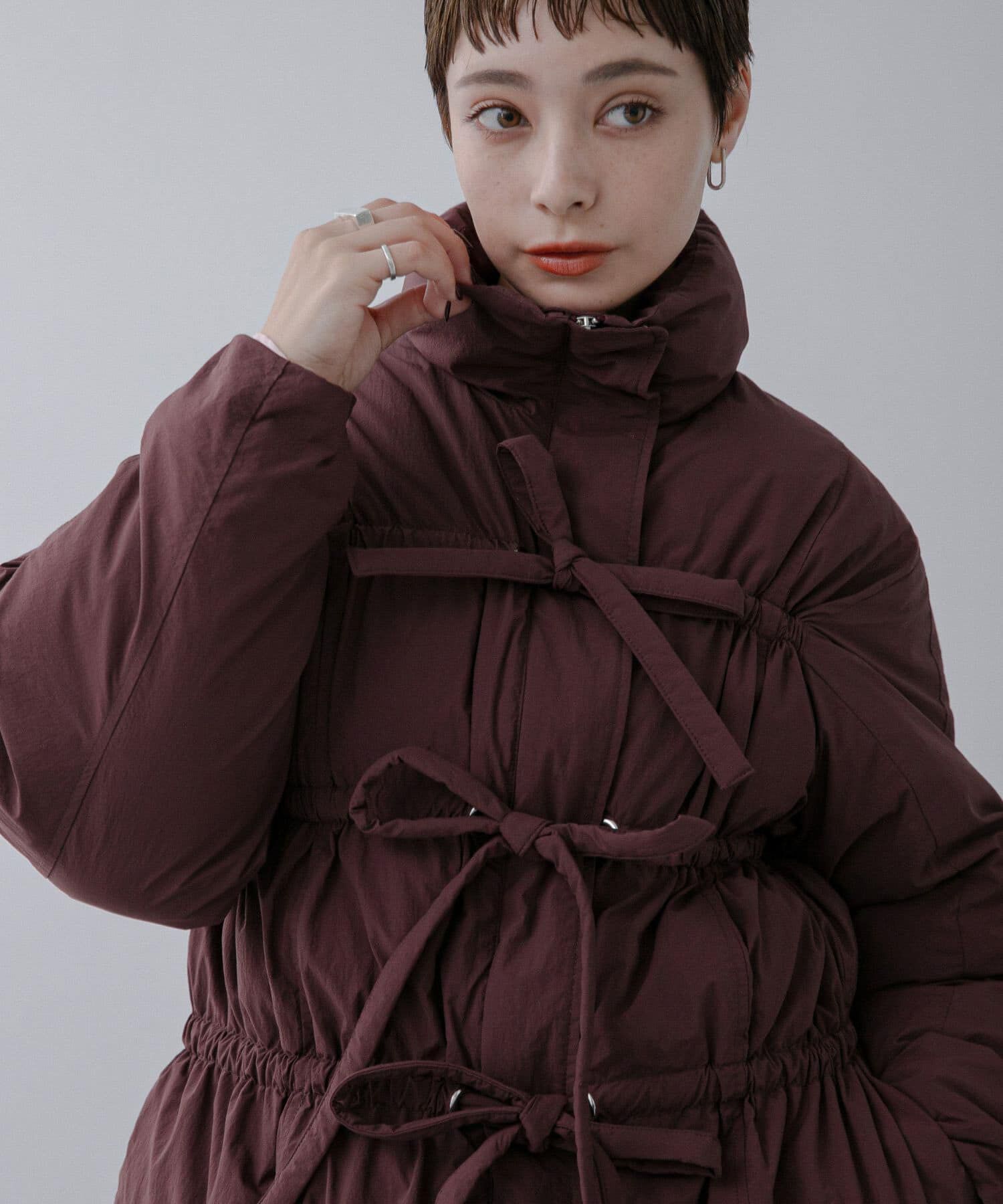  「フロントリボン中綿ジャケット」|ダウン|