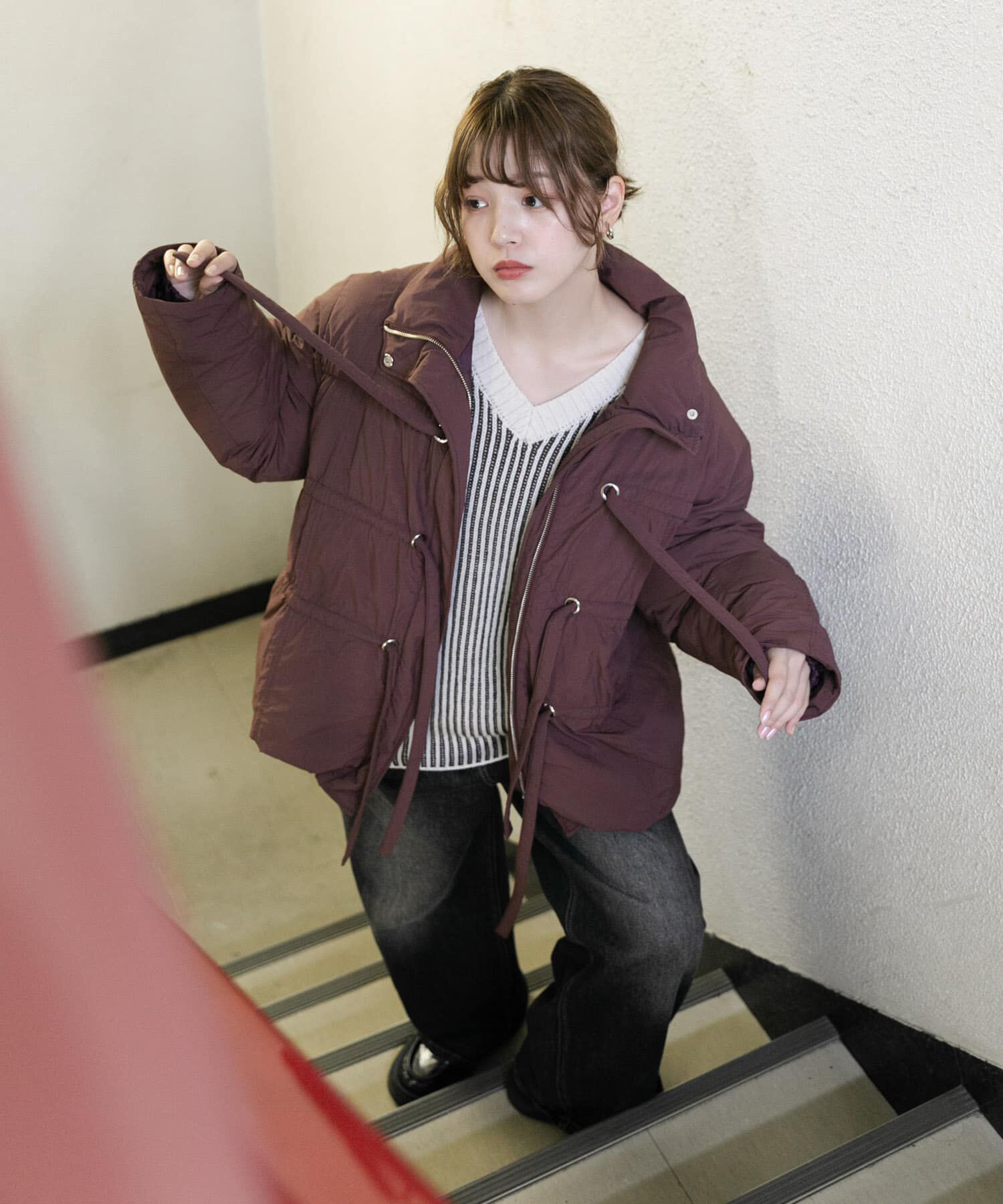  「フロントリボン中綿ジャケット」|ダウン|