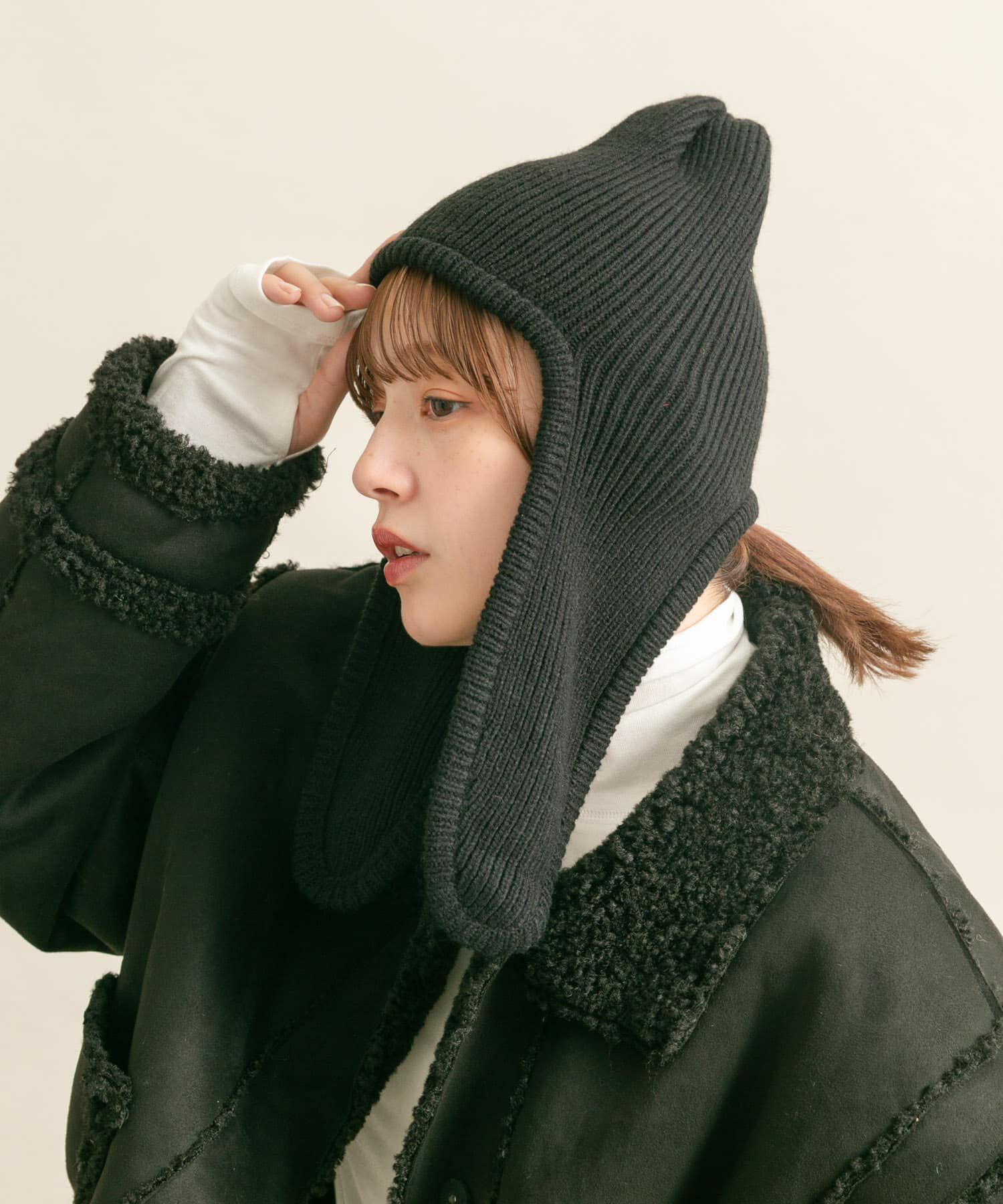  「ロングイヤーフラップニットキャップ」|ニット帽|