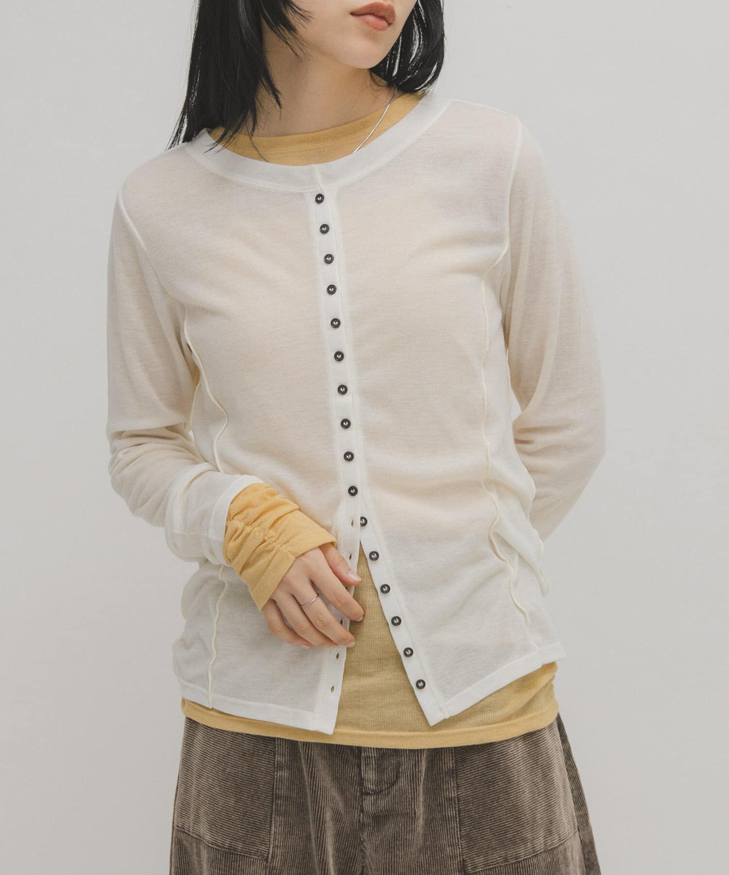  「バイカラーレイヤードカットソー」|Tシャツ・カットソー|