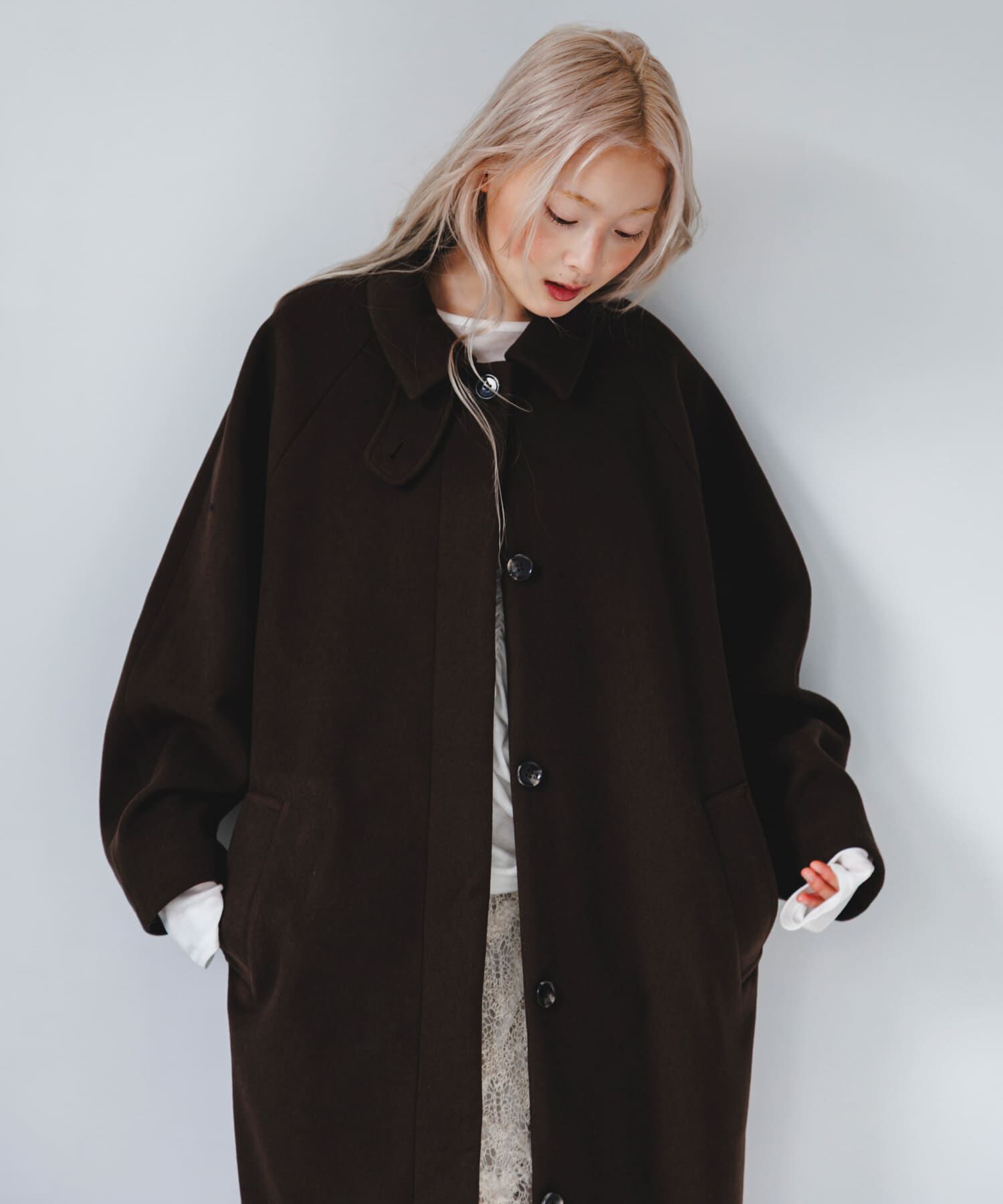  「ステンカラーコクーンロングコート」|ステンカラーコート|