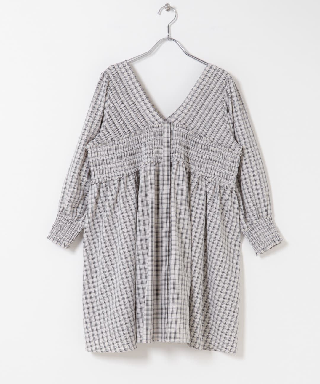  「2WAYシャーリングチェックミニワンピース」|ワンピース|