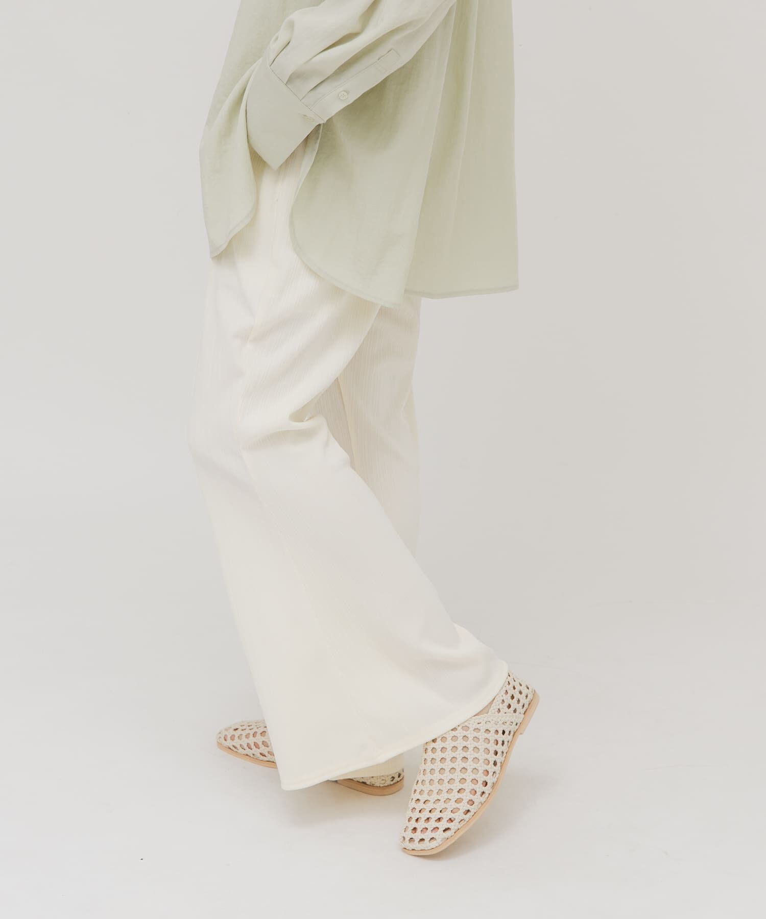  「イージーRIBフレアパンツ」|その他|アイボリー