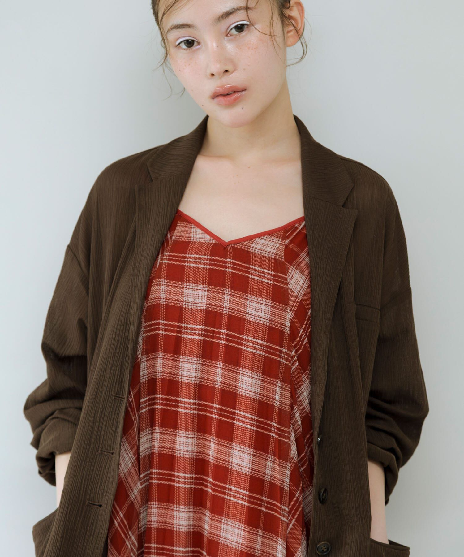  「チェックプリーツキャミワンピース」|その他|